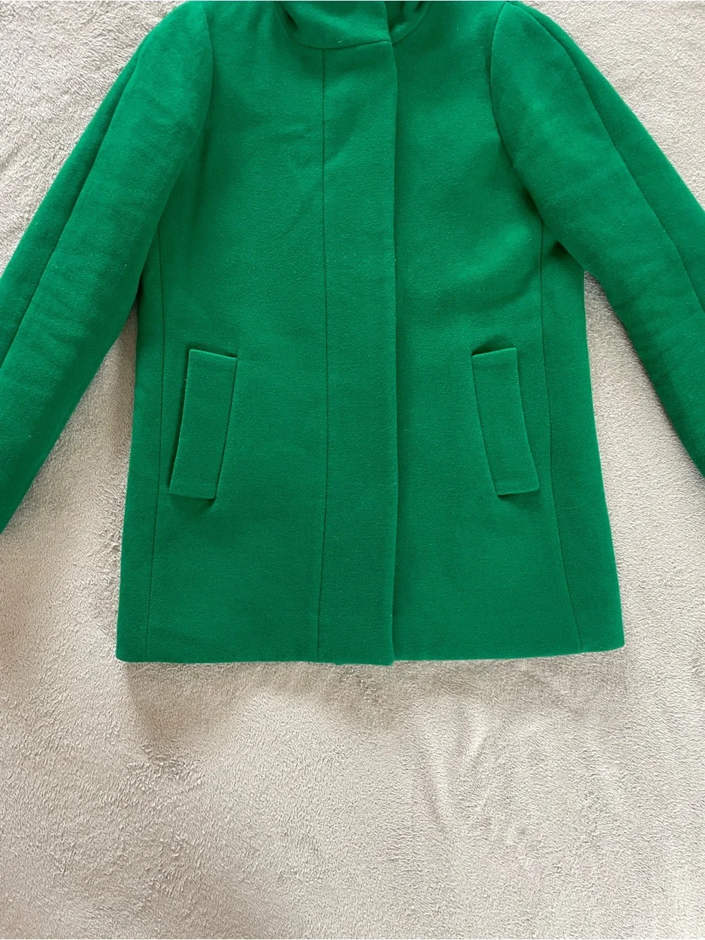 J. Crew Wool Blend Funnel Neck Kelly Green City Coat Size 8 Old Money Preppy - Picture 2 of 10
